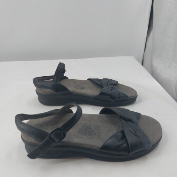 SAS Tripad Comfort Sandals Black Leather Size 5.5 M Twisted Open Toe Slingback - Picture 5 of 11